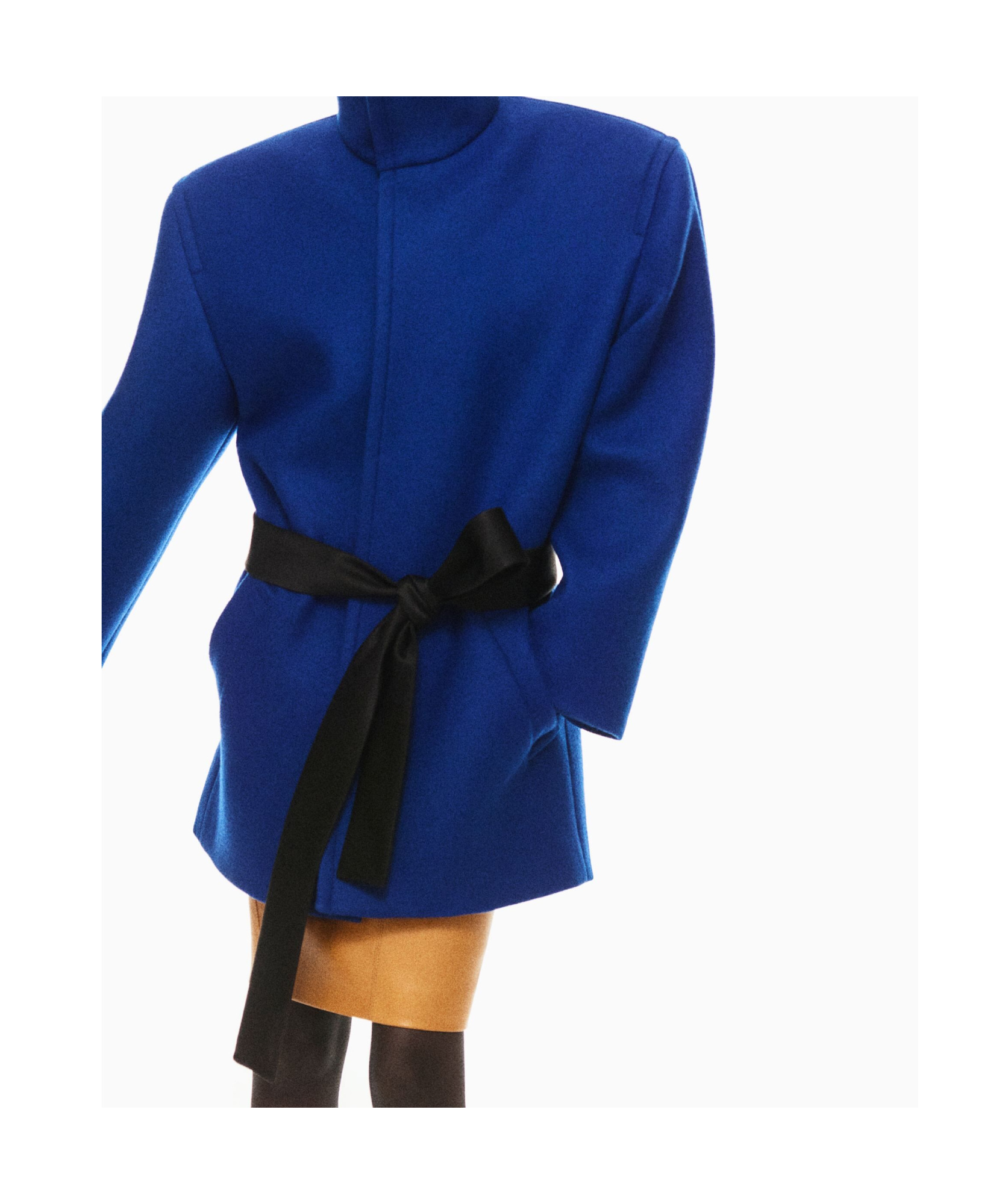 Saint Laurent Belted Silk-trimmed Wool Jacket In Blue