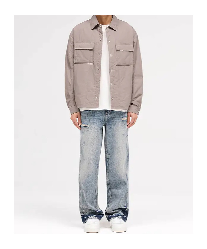 Represent Quilted Overshirt In Gray