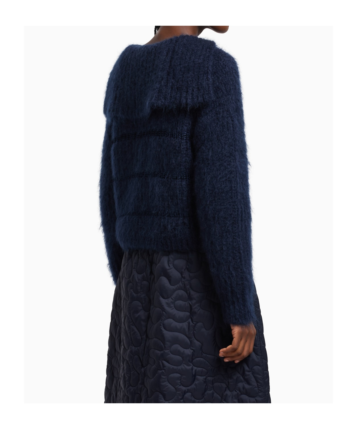 Emporio Armani Hair Wool-blend Knitted Sweater In Blue