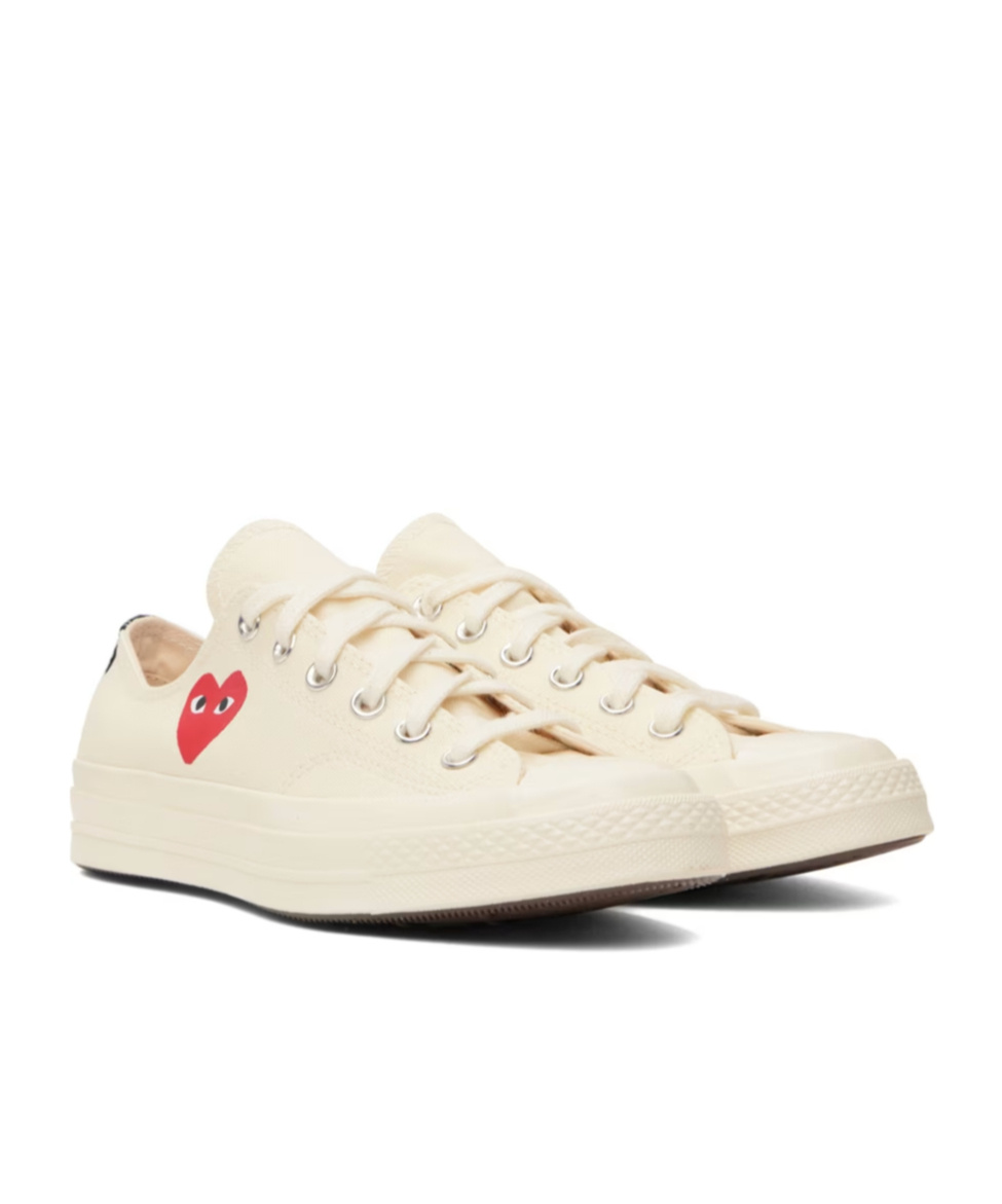 Comme Des Garçons Play Play Converse Cotton Low Sneakers In Nude