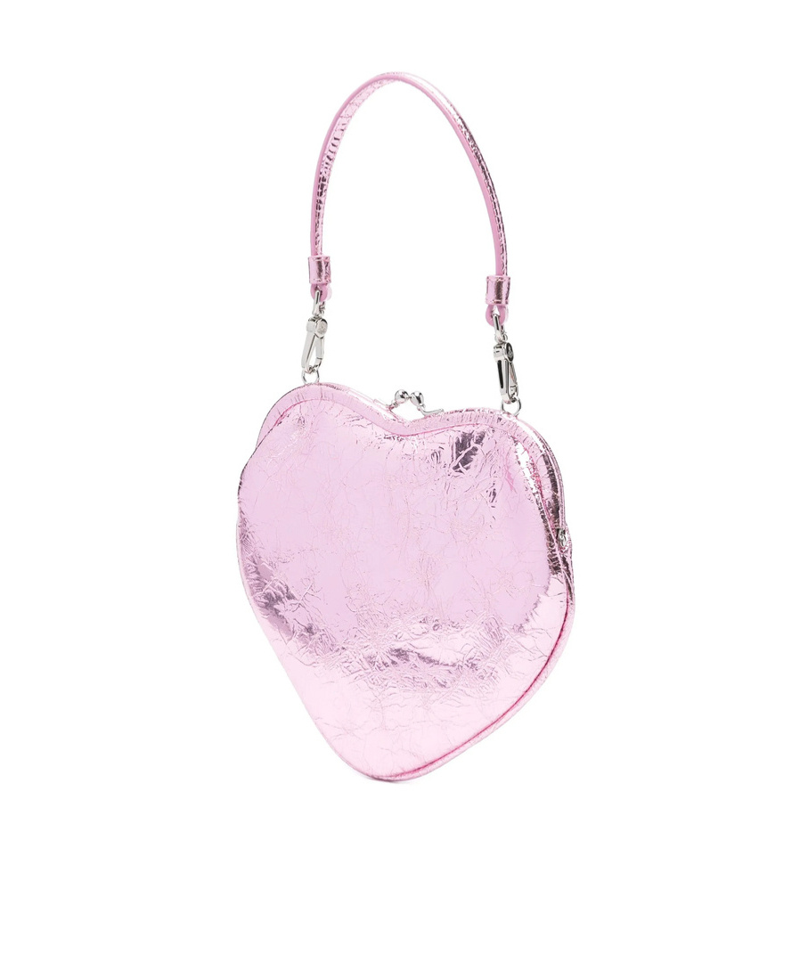 Vivienne Westwood Heart-shaped Metallic Clutch Bag In Pink