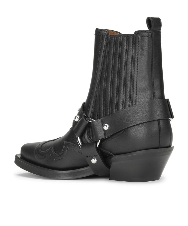 Ganni Western Chelsea Ankle Boots In Black