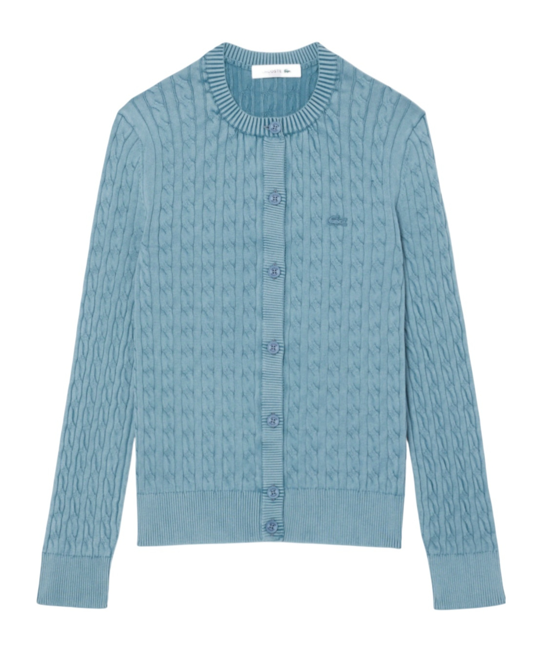 Lacoste Women's Wash Effect Cable Knit Cardigan - 32 In Blue