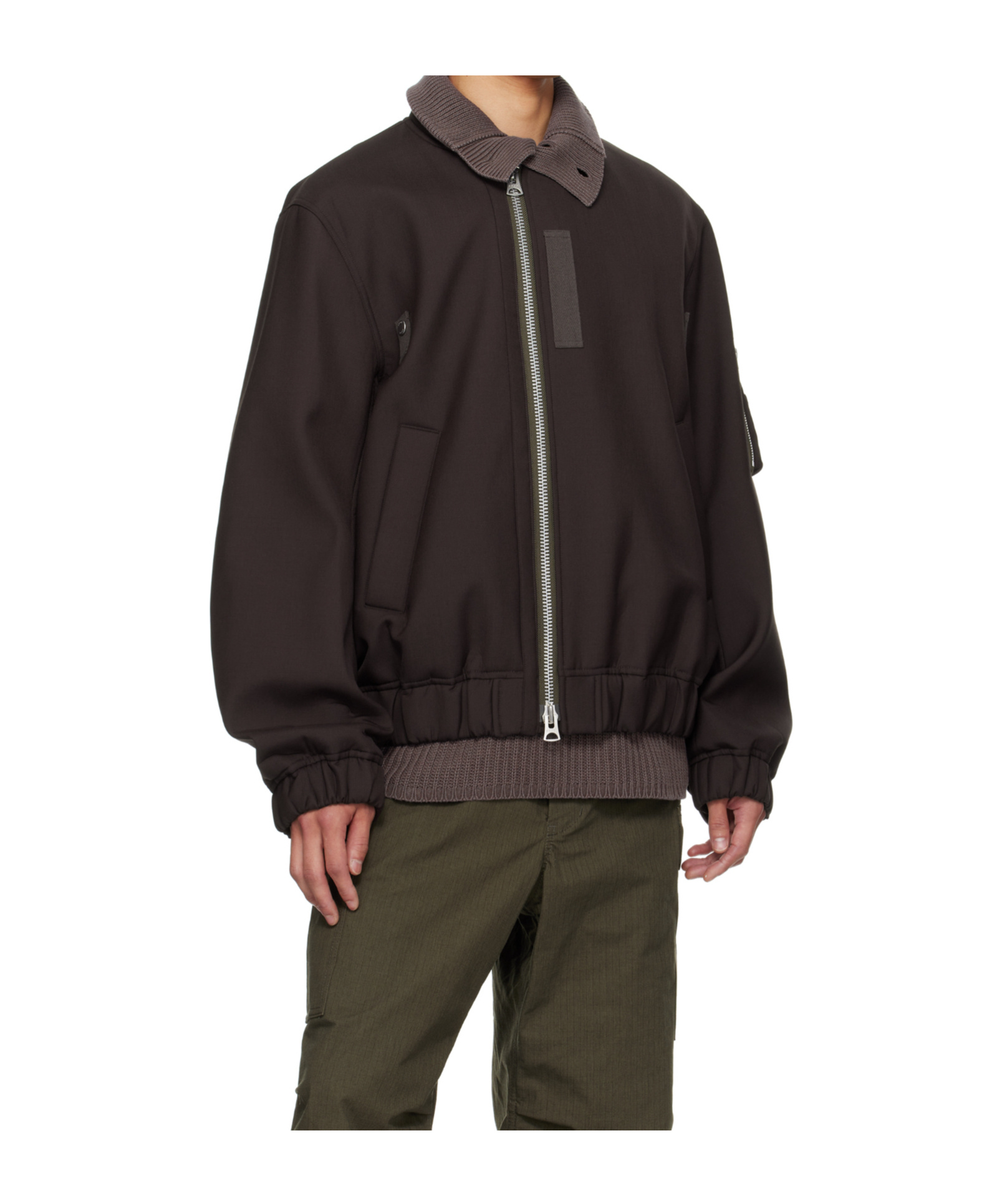 Sacai Brown Suiting Blouson Bomber Jacket In Brown