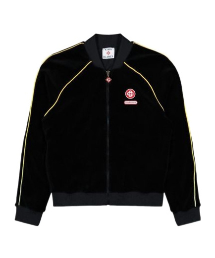 Casablanca Black Velvet Bomber Jacket With Yellow Profiles In Black