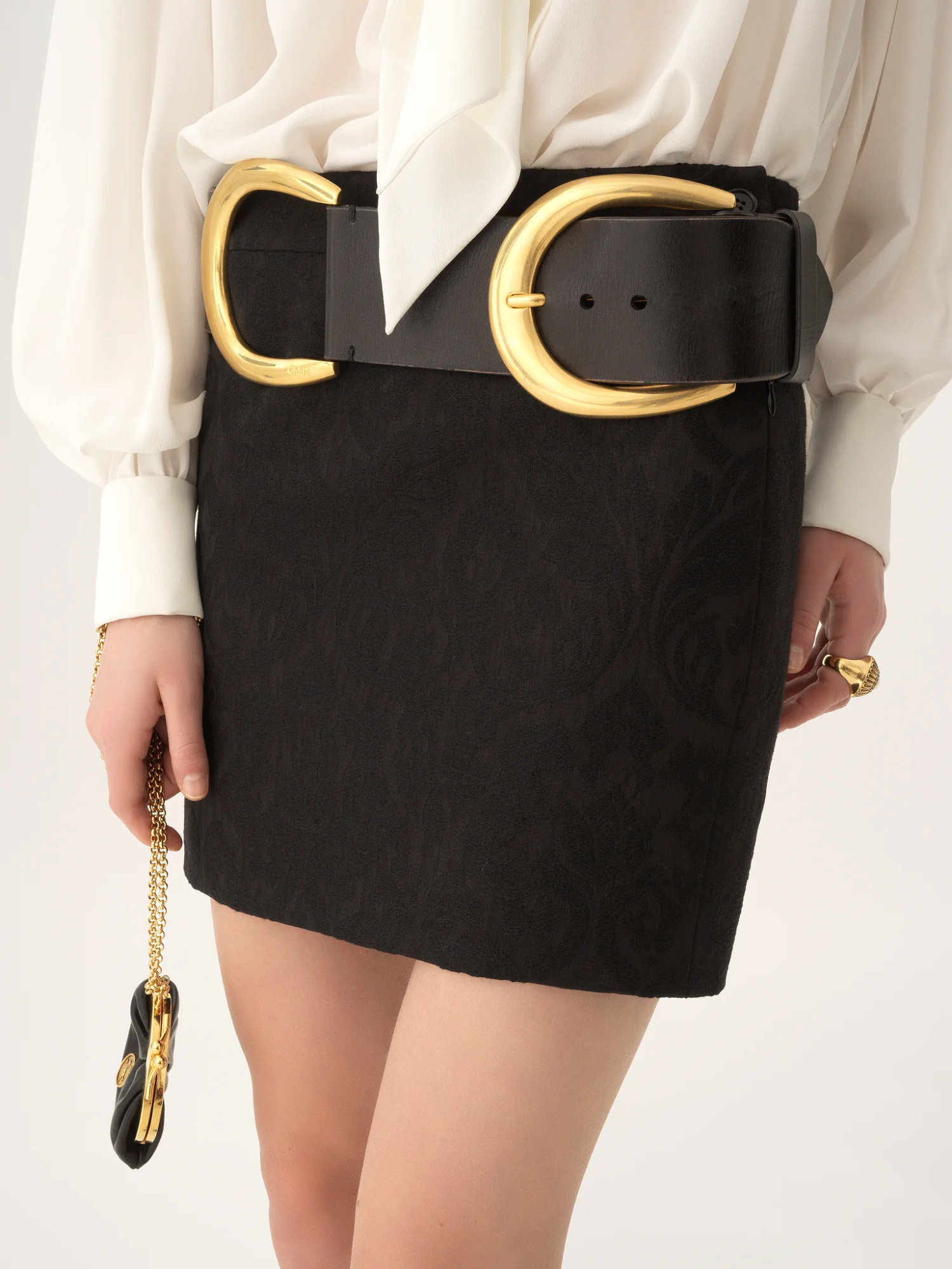 Chloé Damask-pattern Skirt In Black