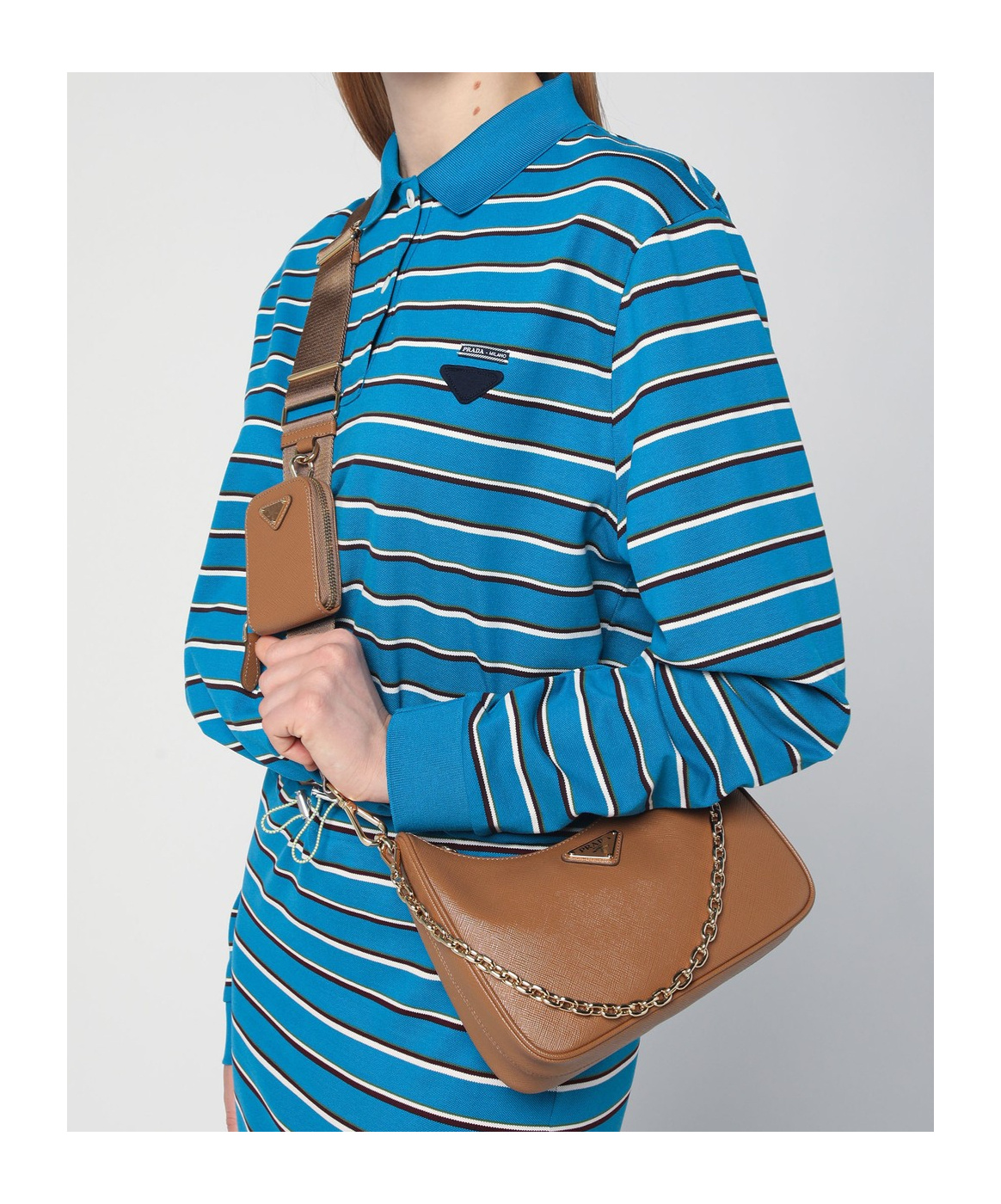 Prada Re-edition 2005 Leather Shoulder Bag In Brown