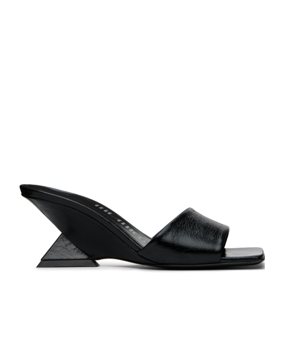 Attico Square-headed High-heeled Sandals In Black