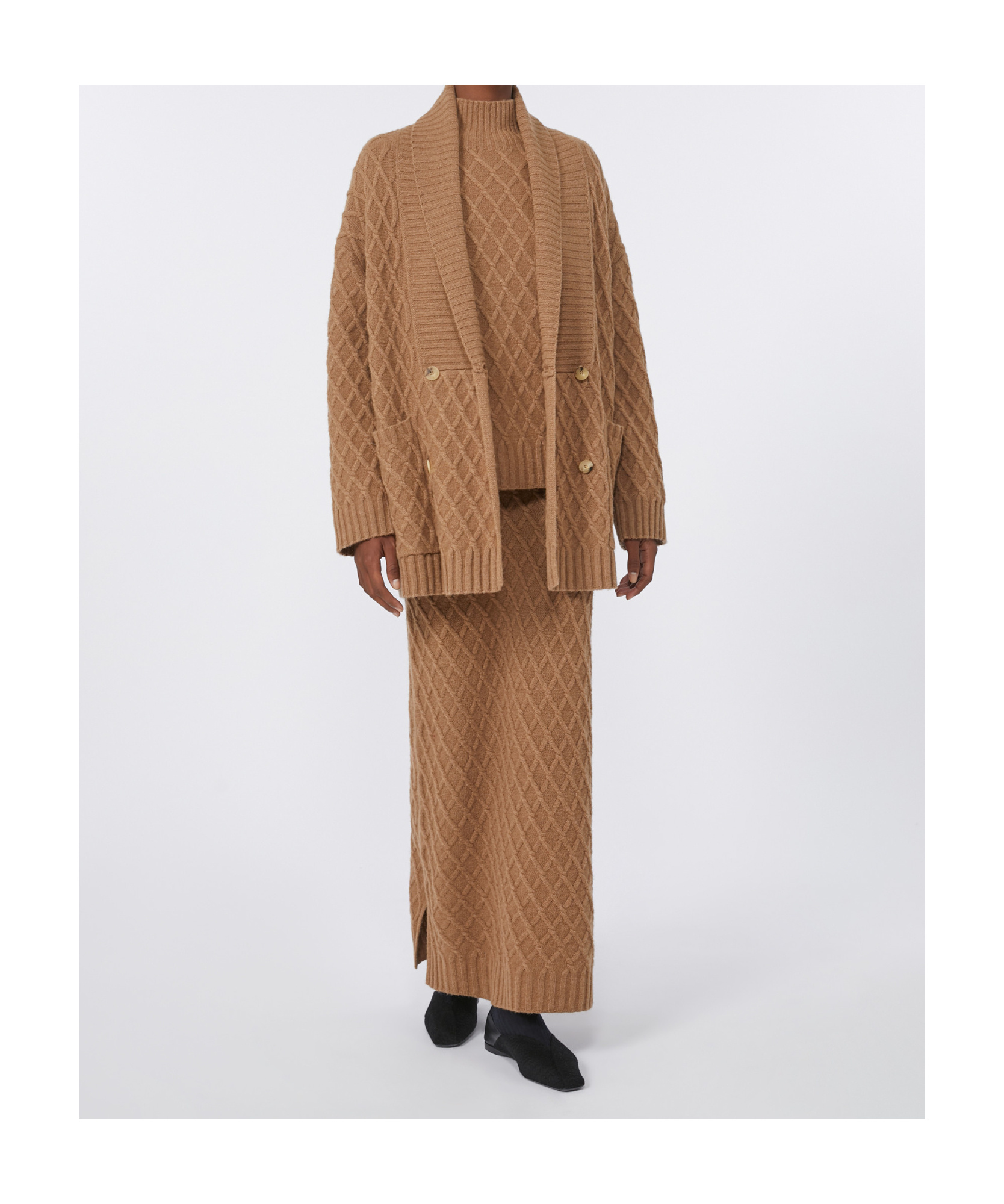 Max Mara Double-breasted Camel-yarn Cardigan In Brown