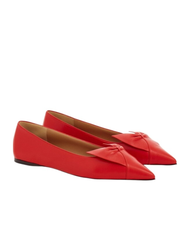 Ferragamo Pointed Toe Bow Detail Ballerina Shoes