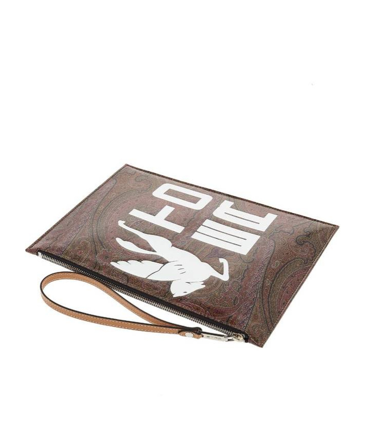 Etro Zippered Clutch In Brown