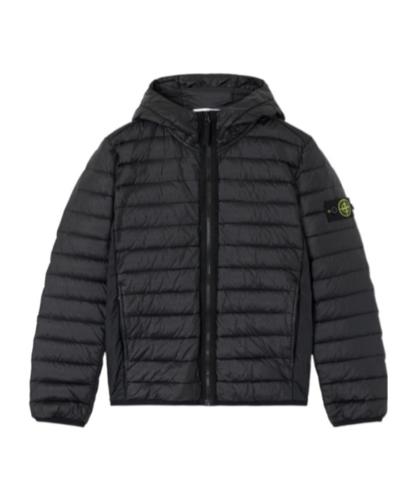Stone Island Hooded Quilted Jacket In Black