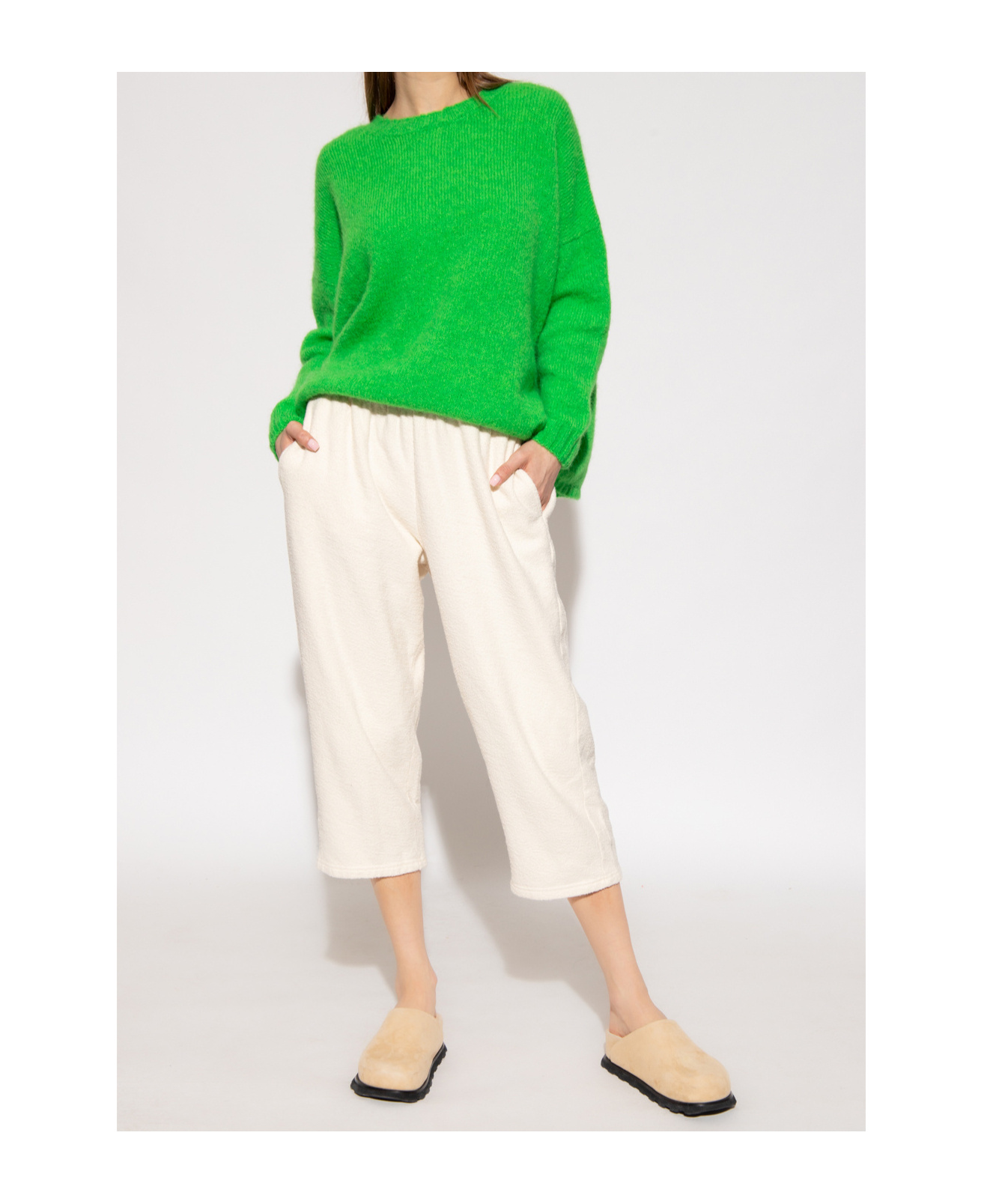 American Vintage Elastic Waist Casual Pants In White