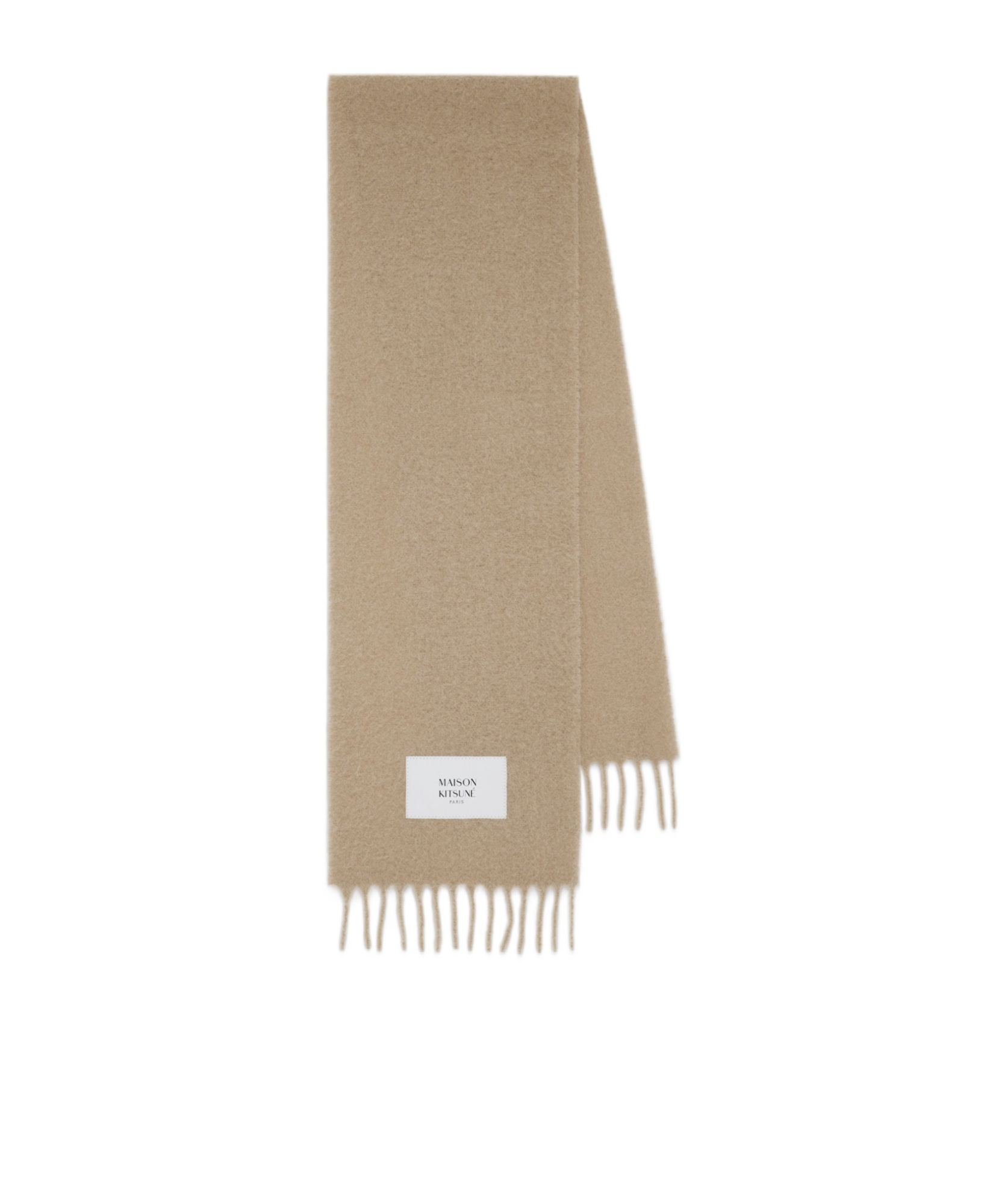 Maison Kitsuné Large Scarf With Fringes In Nude