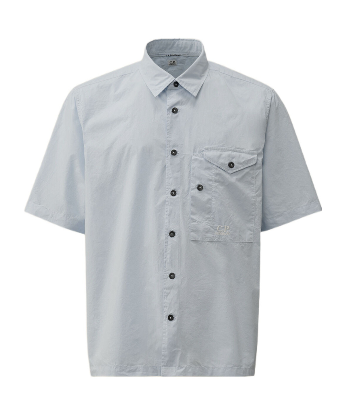 C.p. Company Short Sleeve Poplin Shirt In Blue