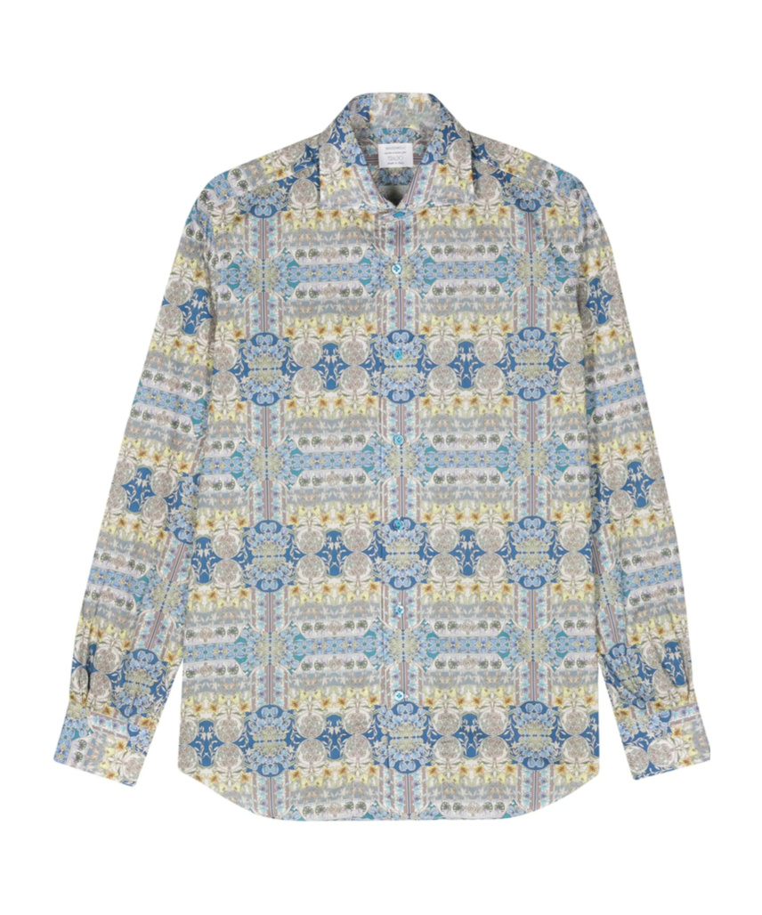 Mazzarelli Floral-print Cotton Shirt In Multi