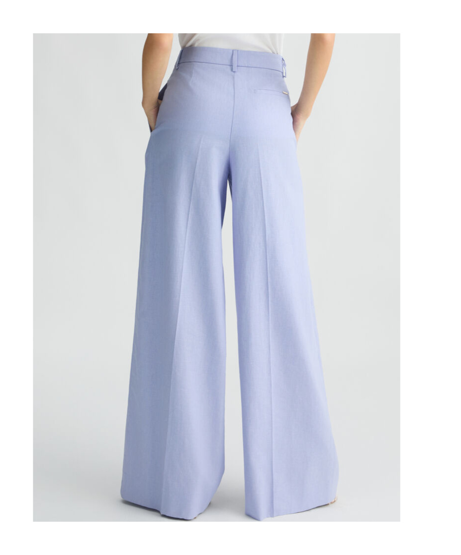 Liu •jo Linen And Cotton Palazzo Trousers In Blue