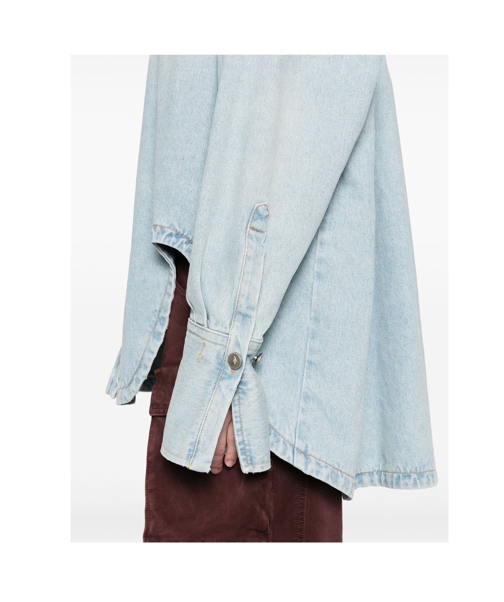 Attico Long-sleeved Denim Shirt With Shaped Slit In White