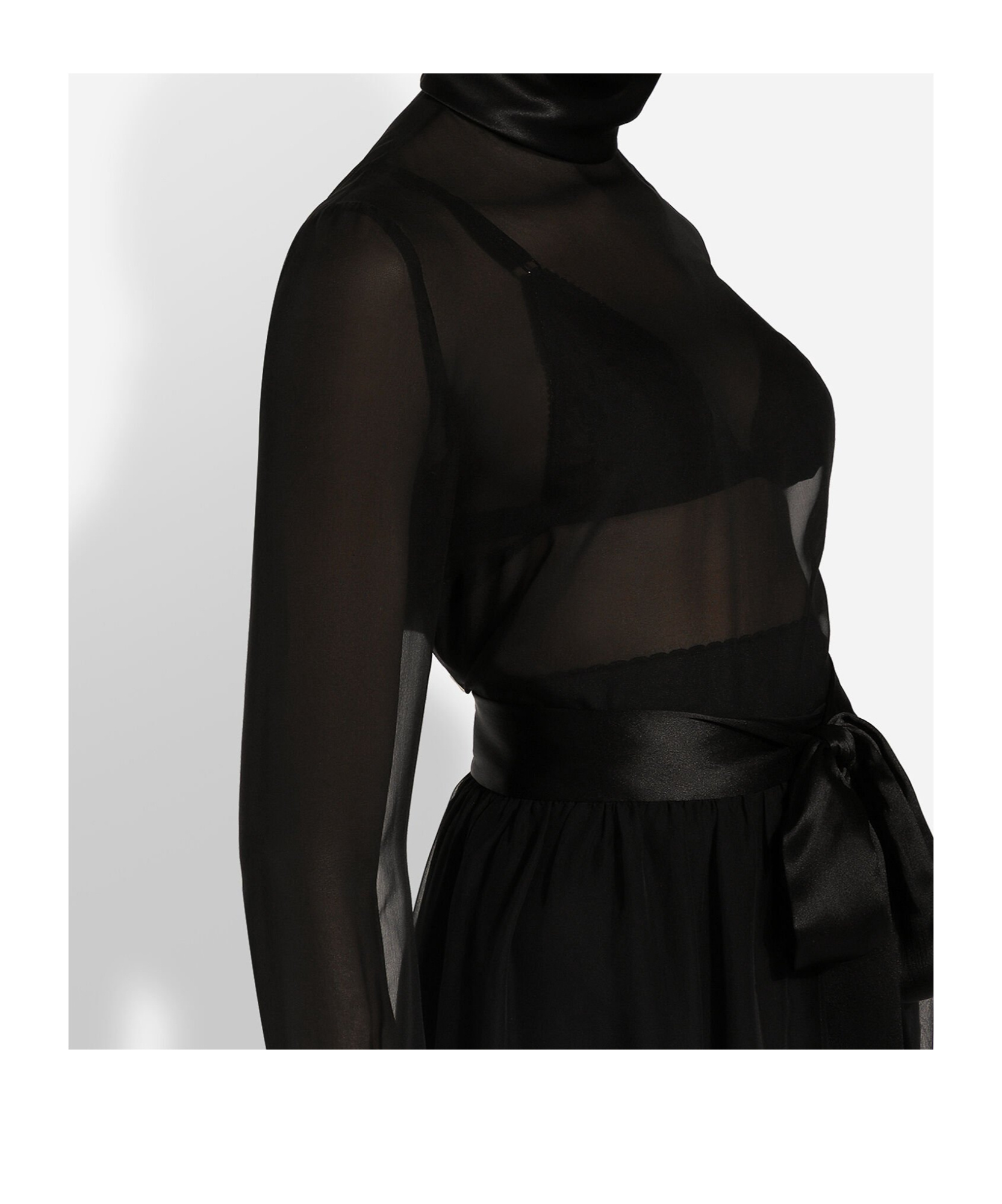 Dolce & Gabbana Satin Detailed Chiffon Blouse In Black