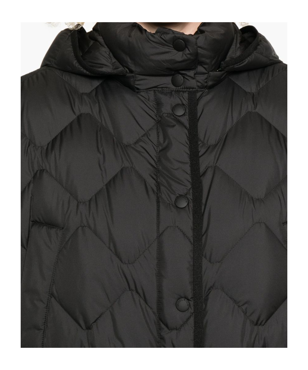 Woolrich Black Quilted Hooded Jacket In Black
