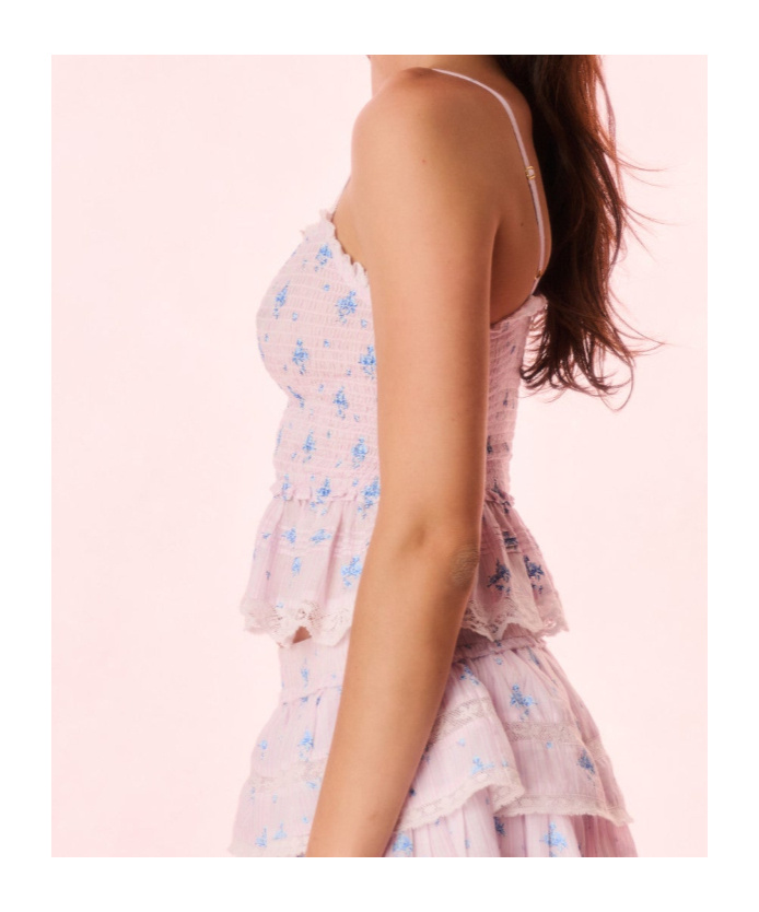 Loveshackfancy Marzenia Smocked Sleeveless Top In Purple