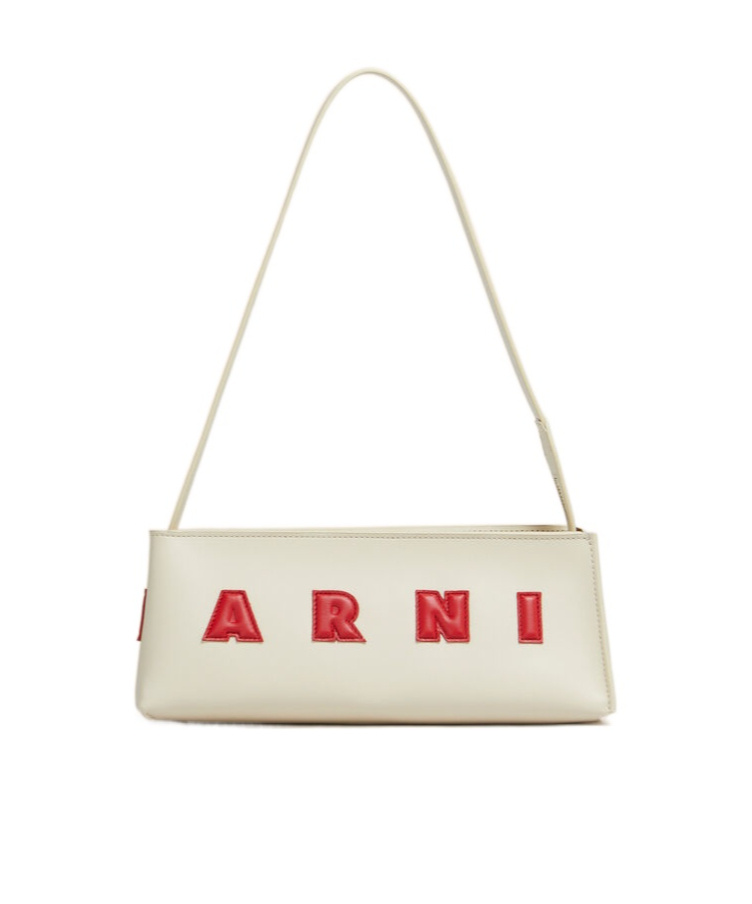 Marni Borsa A Spalla Museo Baguette In Pelle Crema