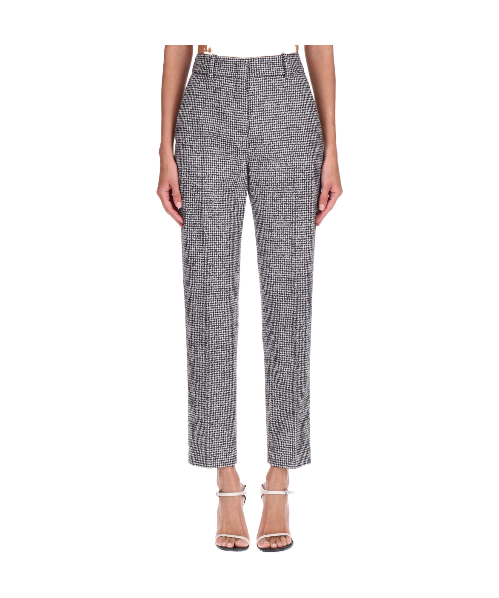 Ermanno Scervino Trousers In Houndstooth Wool Blend In Gray