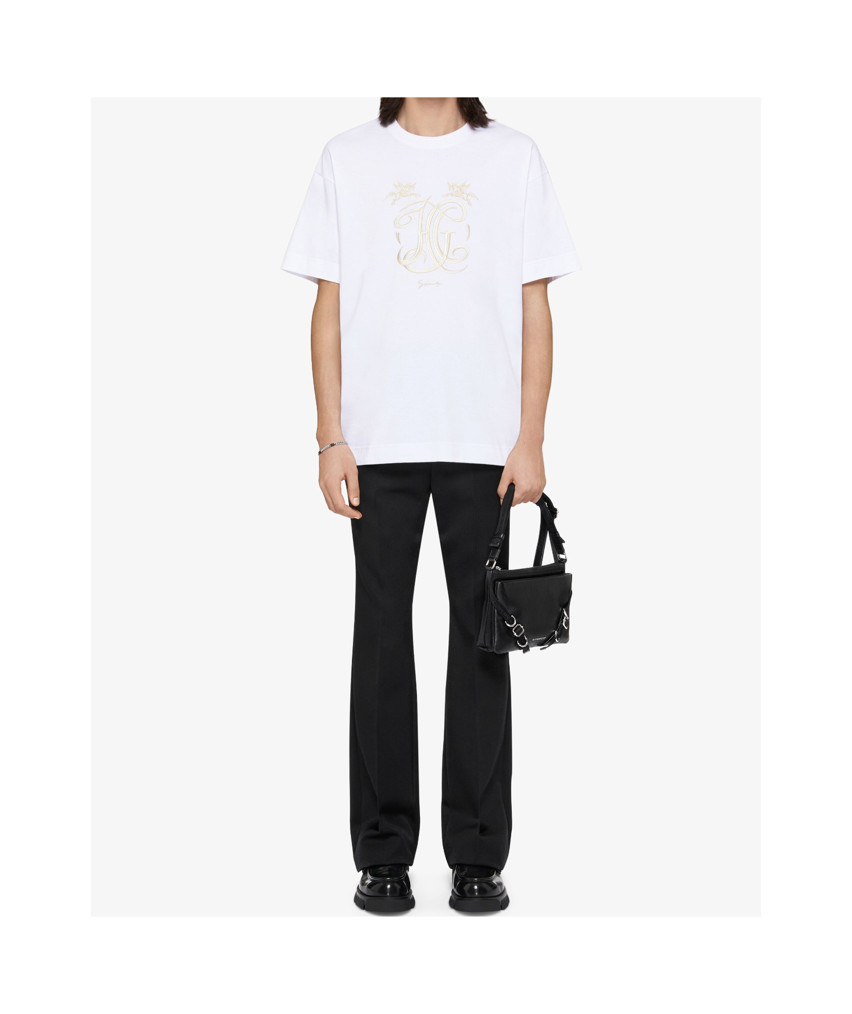Givenchy Hg Embroidered Cotton T-shirt In White