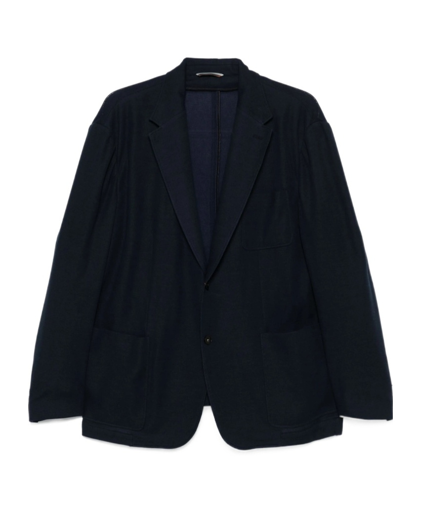 Canali Long Sleeve Casual Jacket In Navy Blue