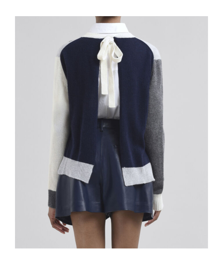 Marni Cashmere Sweater Color-block Design Open Back In Gray