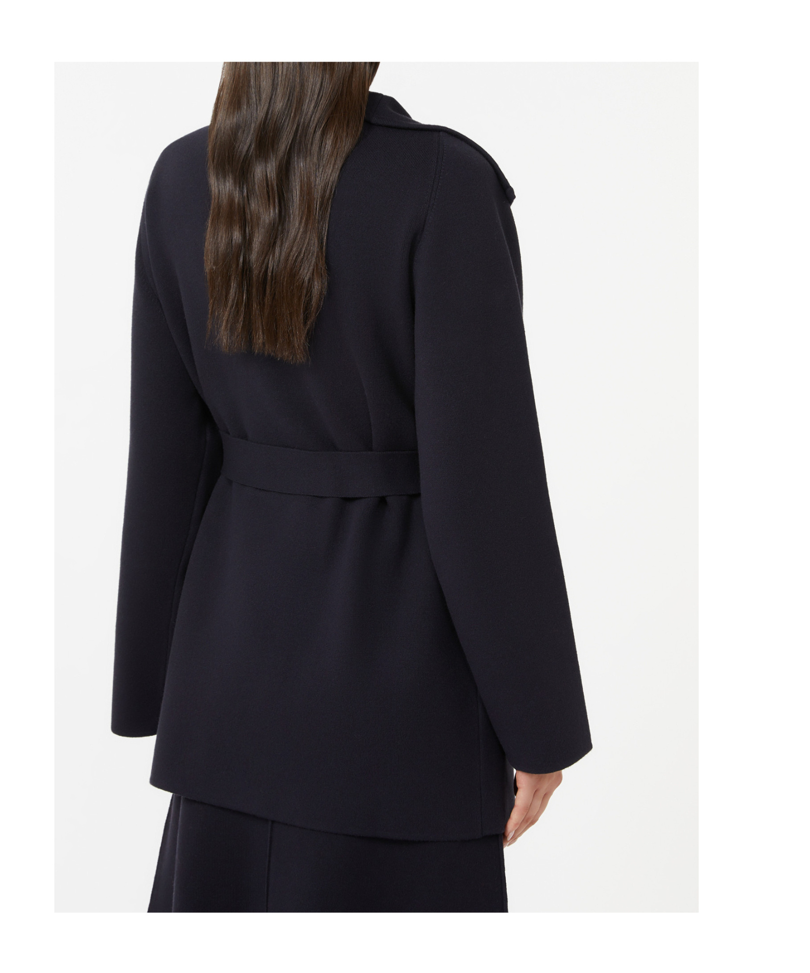 Max Mara Belted Wool Coat In Blue