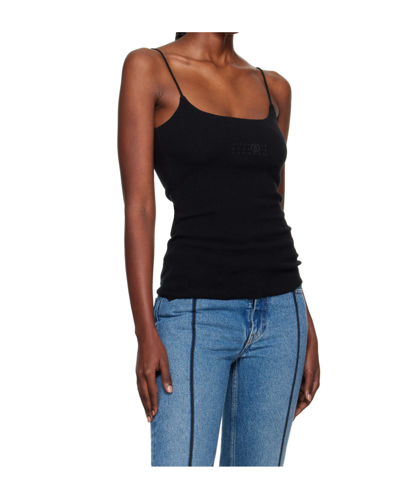 Mm6 Maison Margiela Signature Numeric Tank Top In Black