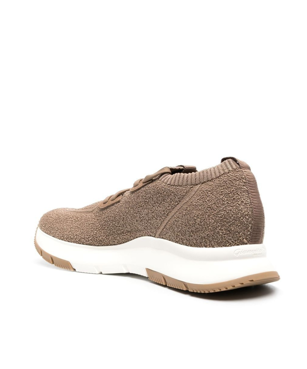 Gianvito Rossi Glover Stretch Knit Low-top Sneakers In Brown