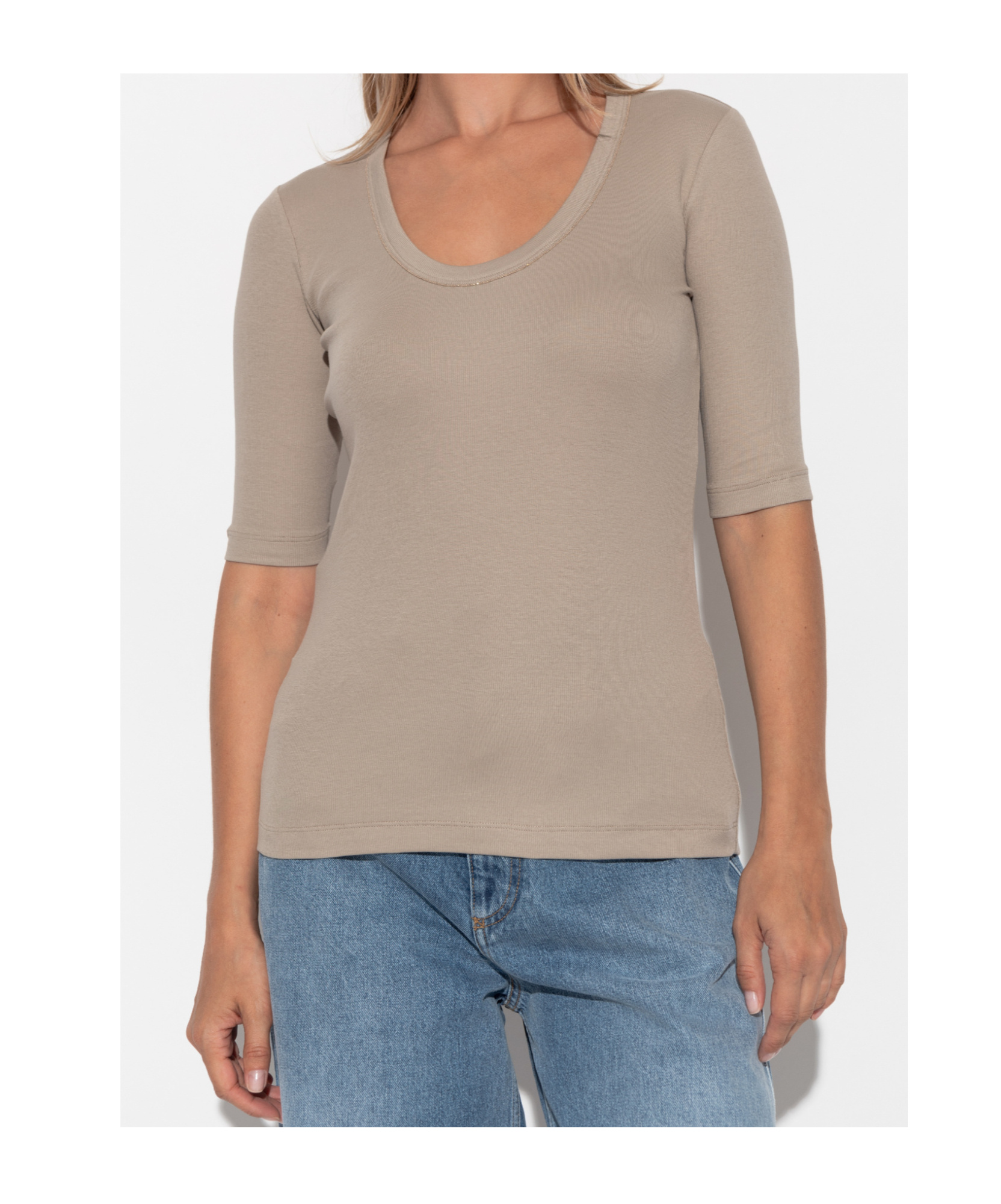 Fabiana Filippi Ribbed Scoop-neck Top In Neutral