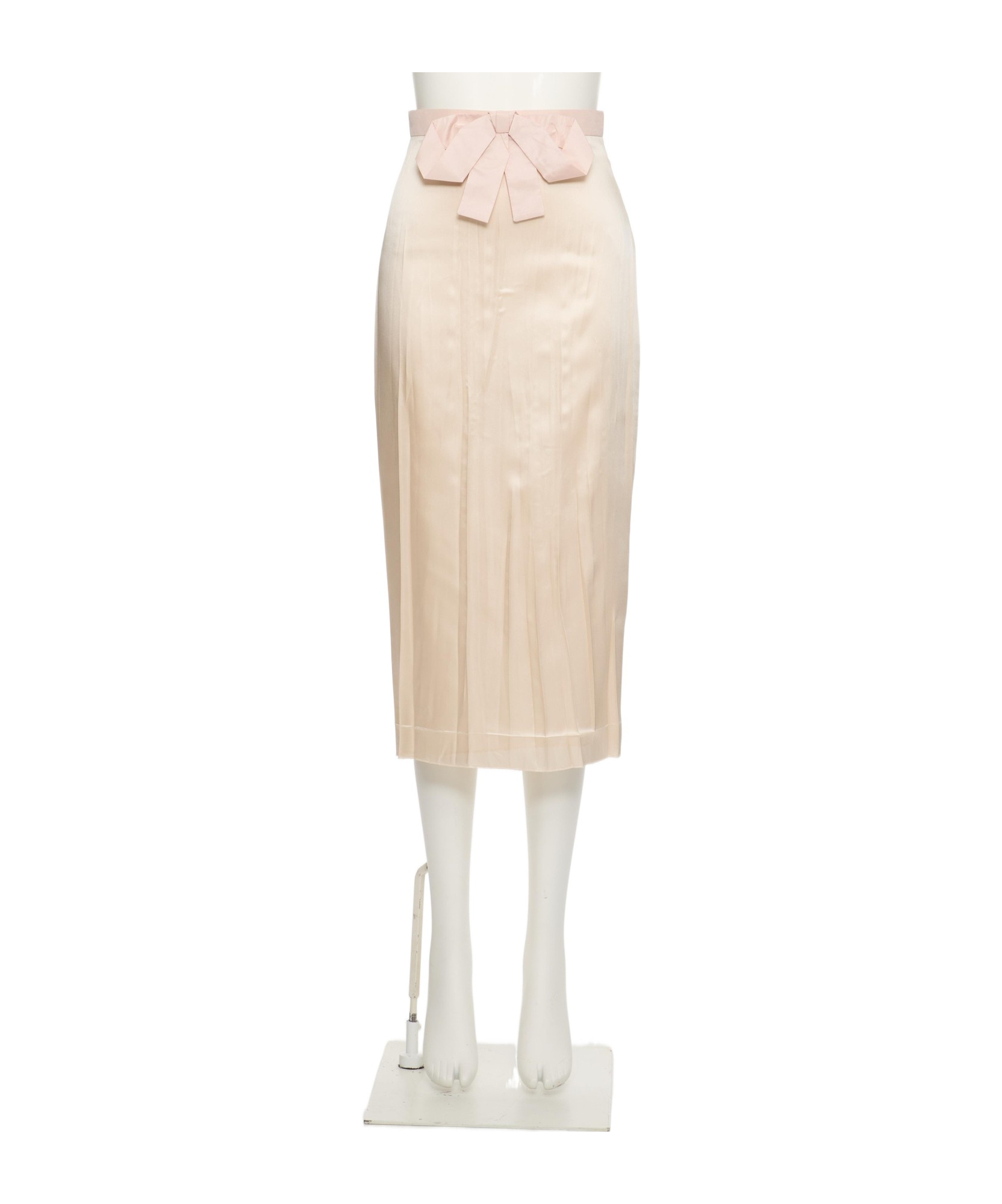 Valentino Bow-detail Silk Skirt In Neutral