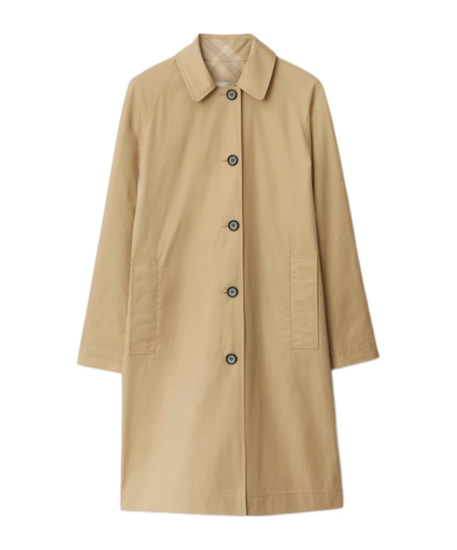 Burberry Car Reversible Check-print Coat In Nude