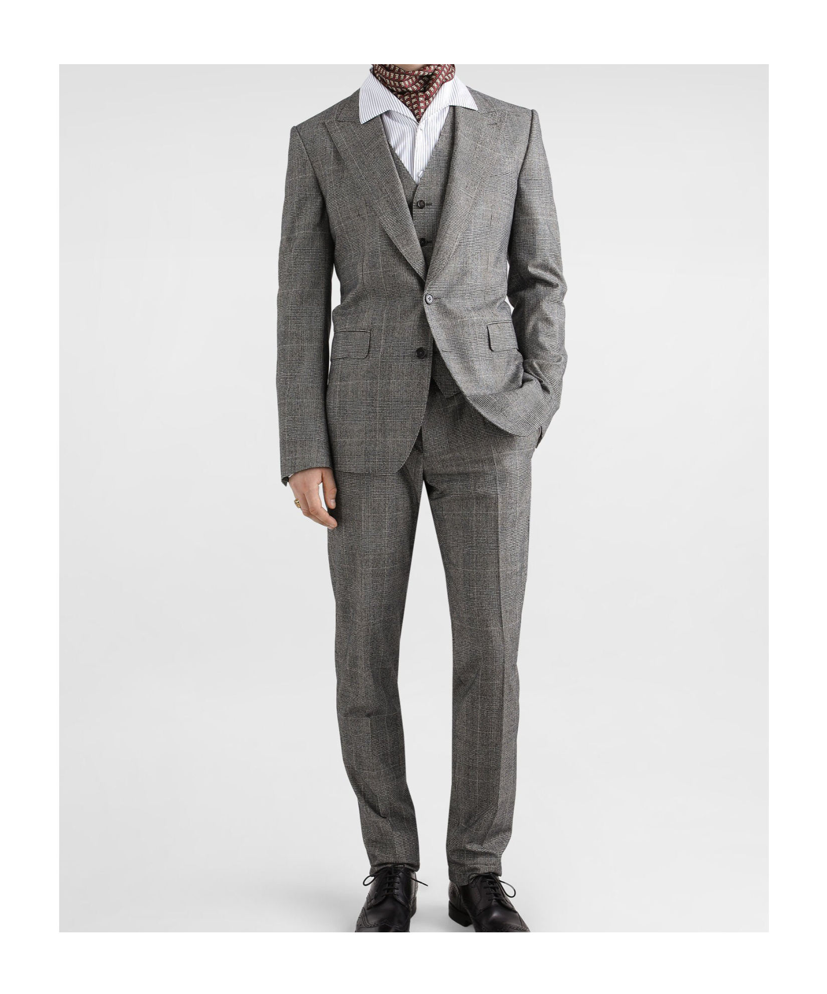 Dolce & Gabbana Check-pattern Three-piece Suit In Gray