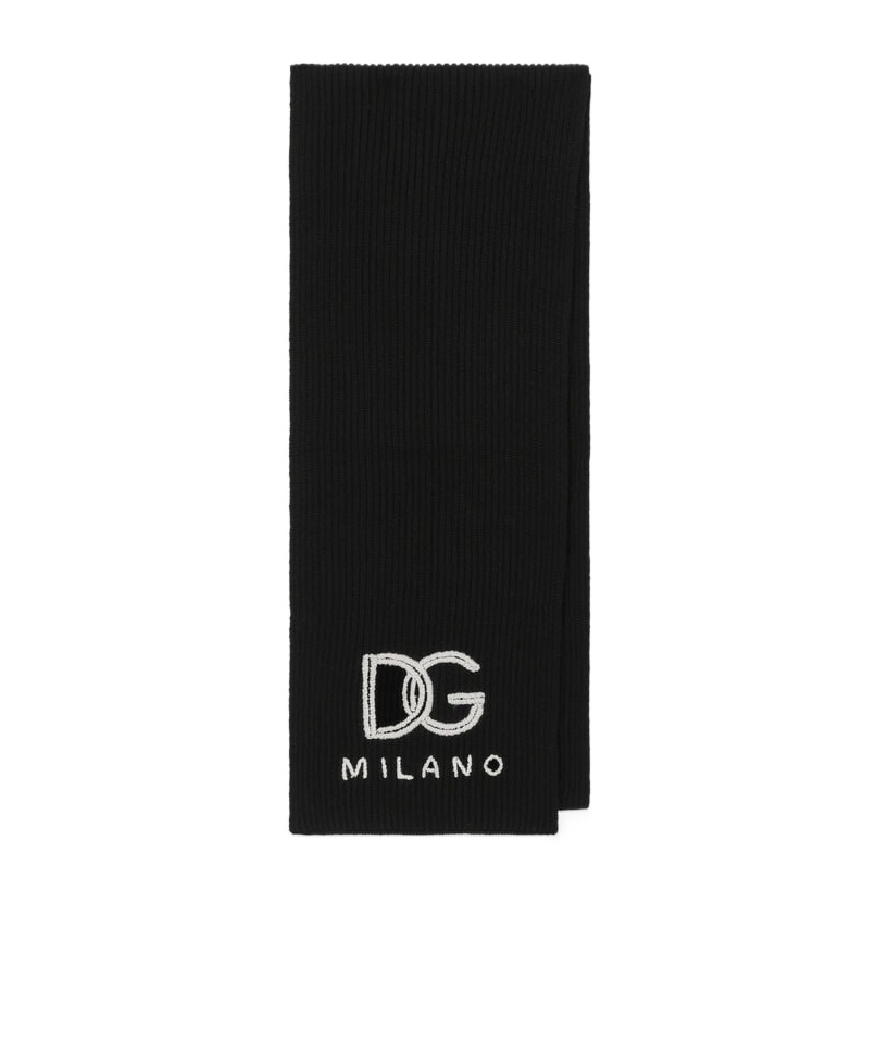 Dolce & Gabbana Cashmere Scarf Ribbed Edge In Black
