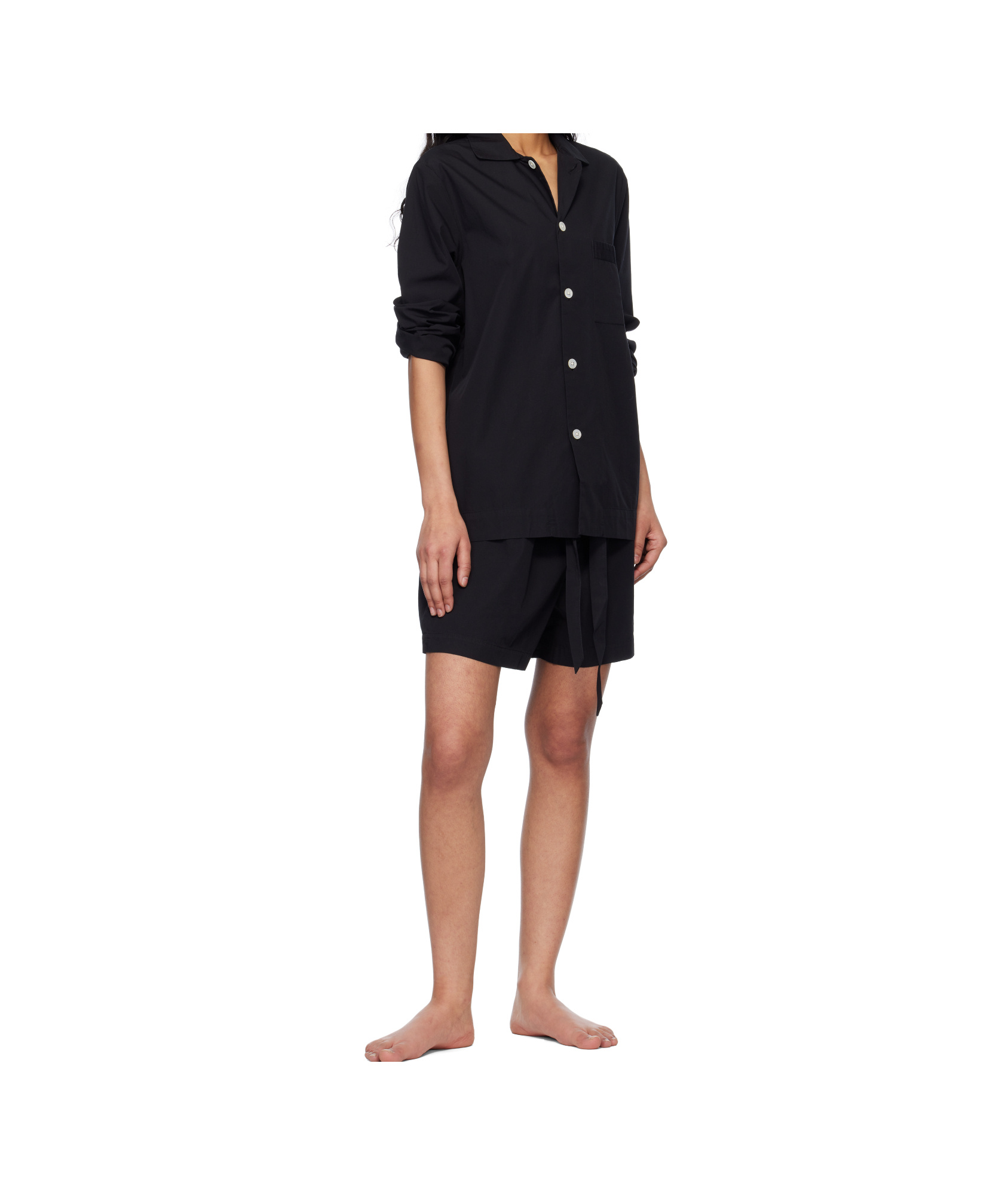 Tekla Drawstring Pajama Pants In Black