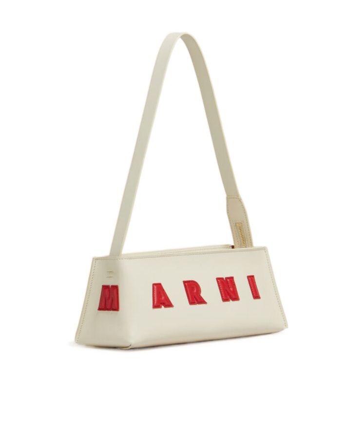 Marni Borsa A Spalla Museo Baguette In Pelle Crema