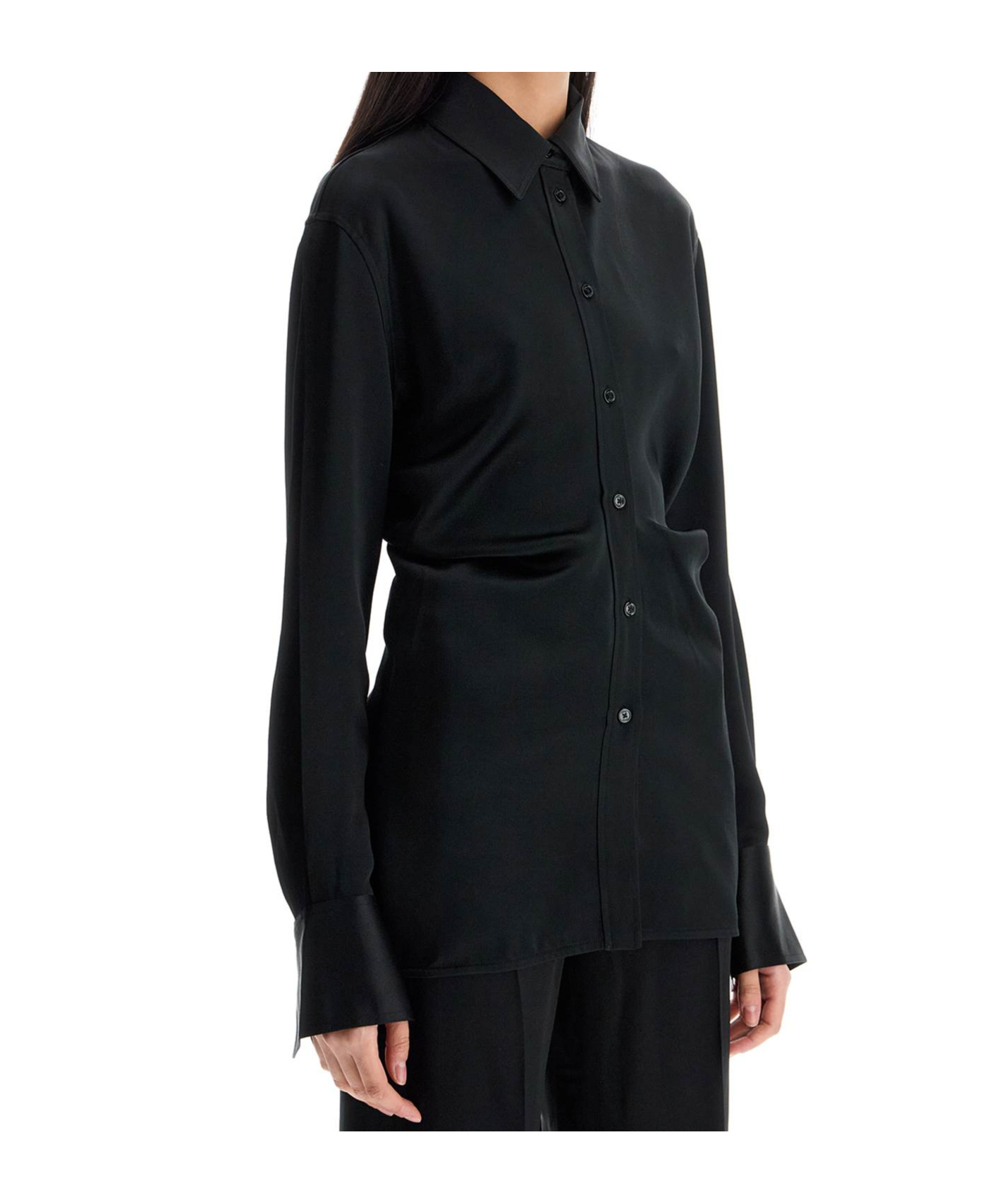 Totême Slouch Satin Shirt In Black