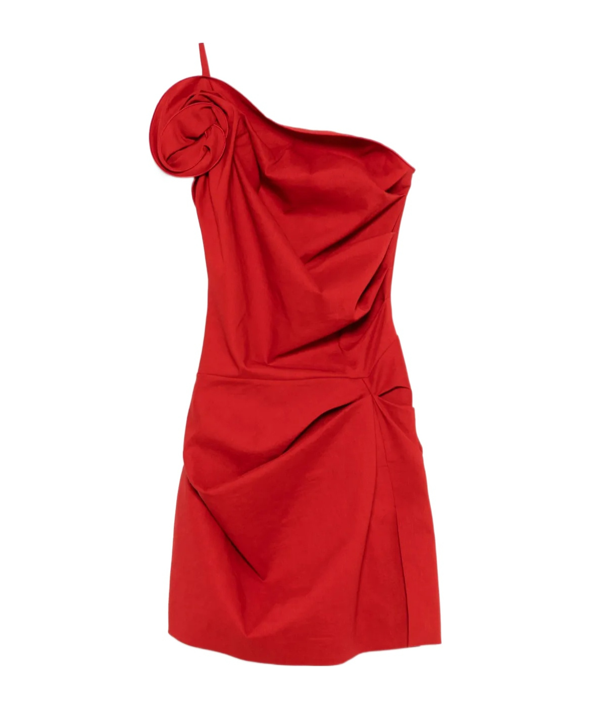 Magda Butrym One-shoulder Pleated Mini Dress In Red