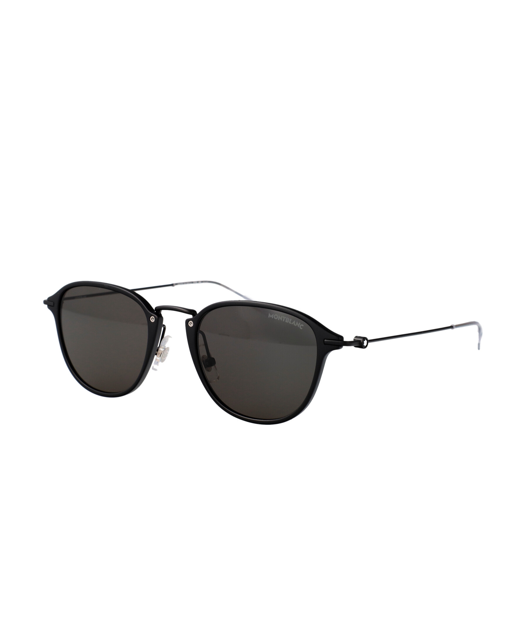 Montblanc Black-ruthenium-grey Metal Sunglasses In Black