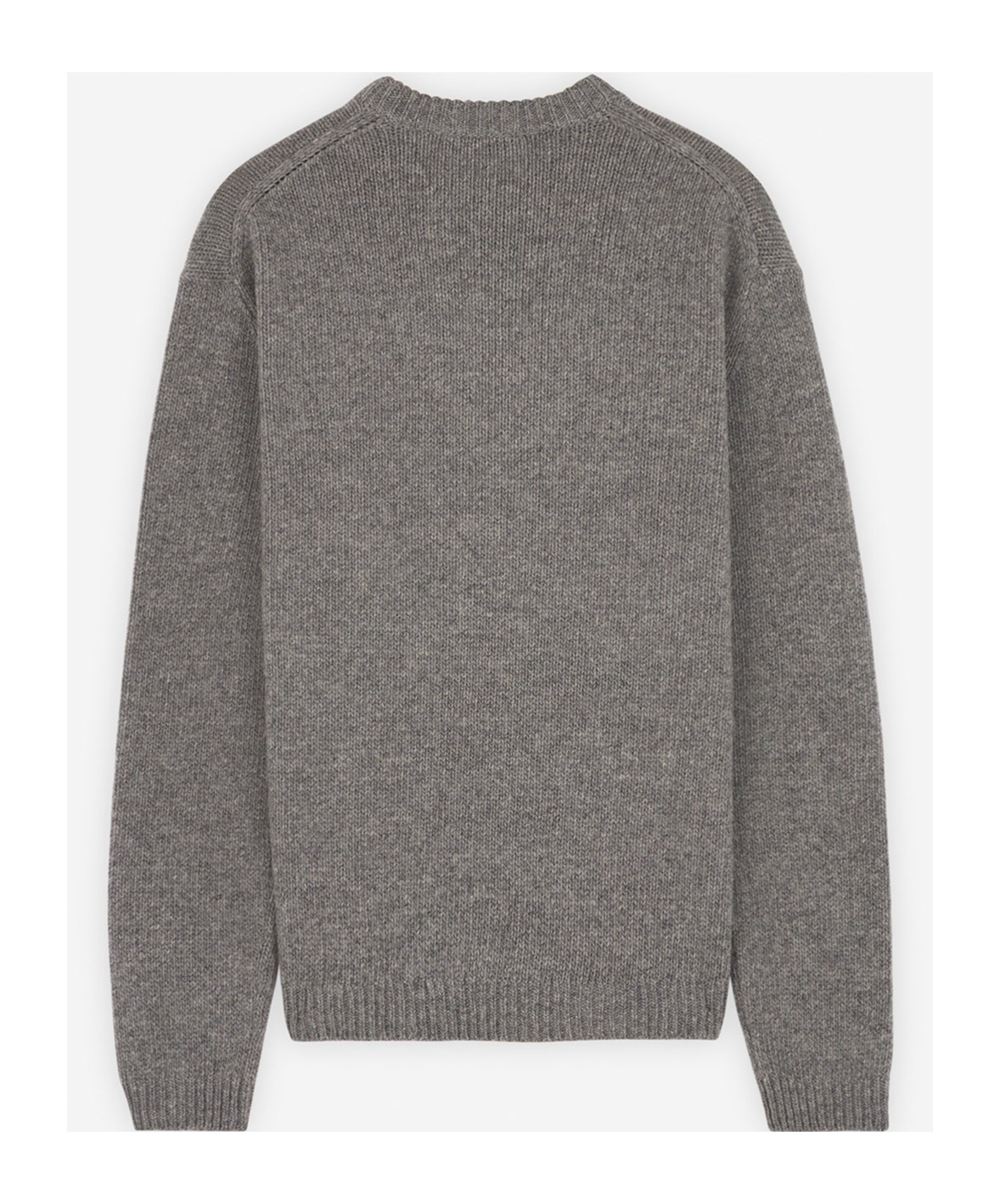 Shop Maison Kitsuné Dressed Fox-intarsia Crewneck Jumper In Gray