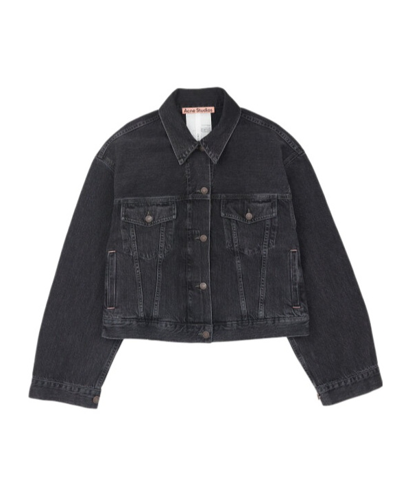 Acne Studios Lapel Long-sleeved Denim Jacket In Black