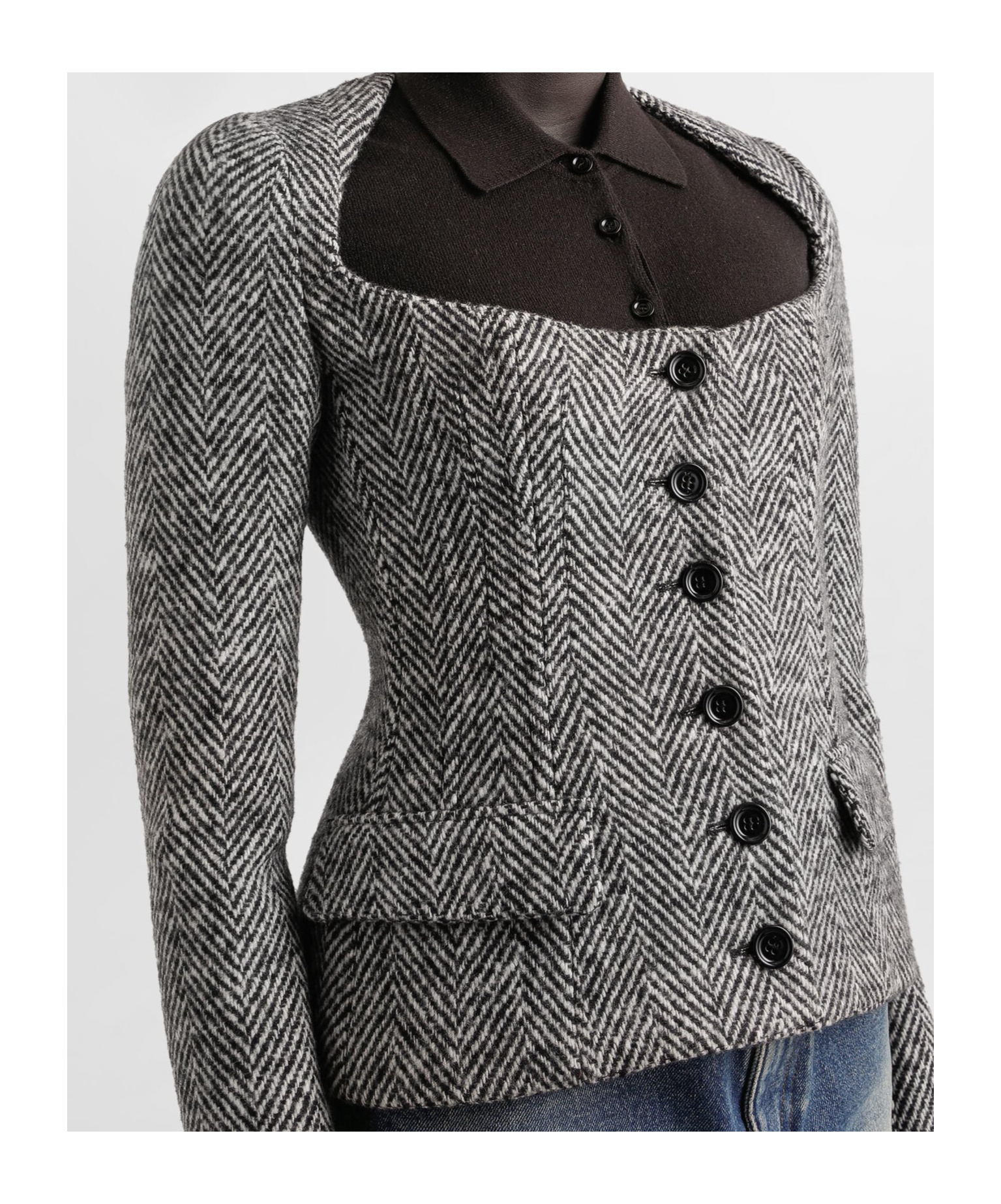 Dolce & Gabbana Herringbone-pattern Jacket In Gray