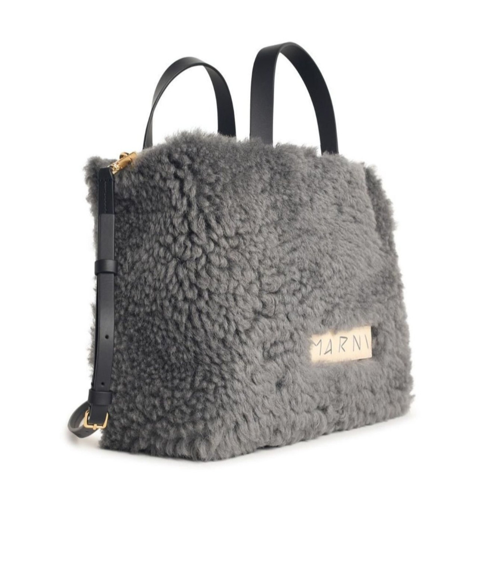 Marni Museo Two-tone Leather Blend Bag In Gray