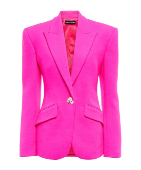 David Koma Embellished Virgin Wool Blazer In Pink