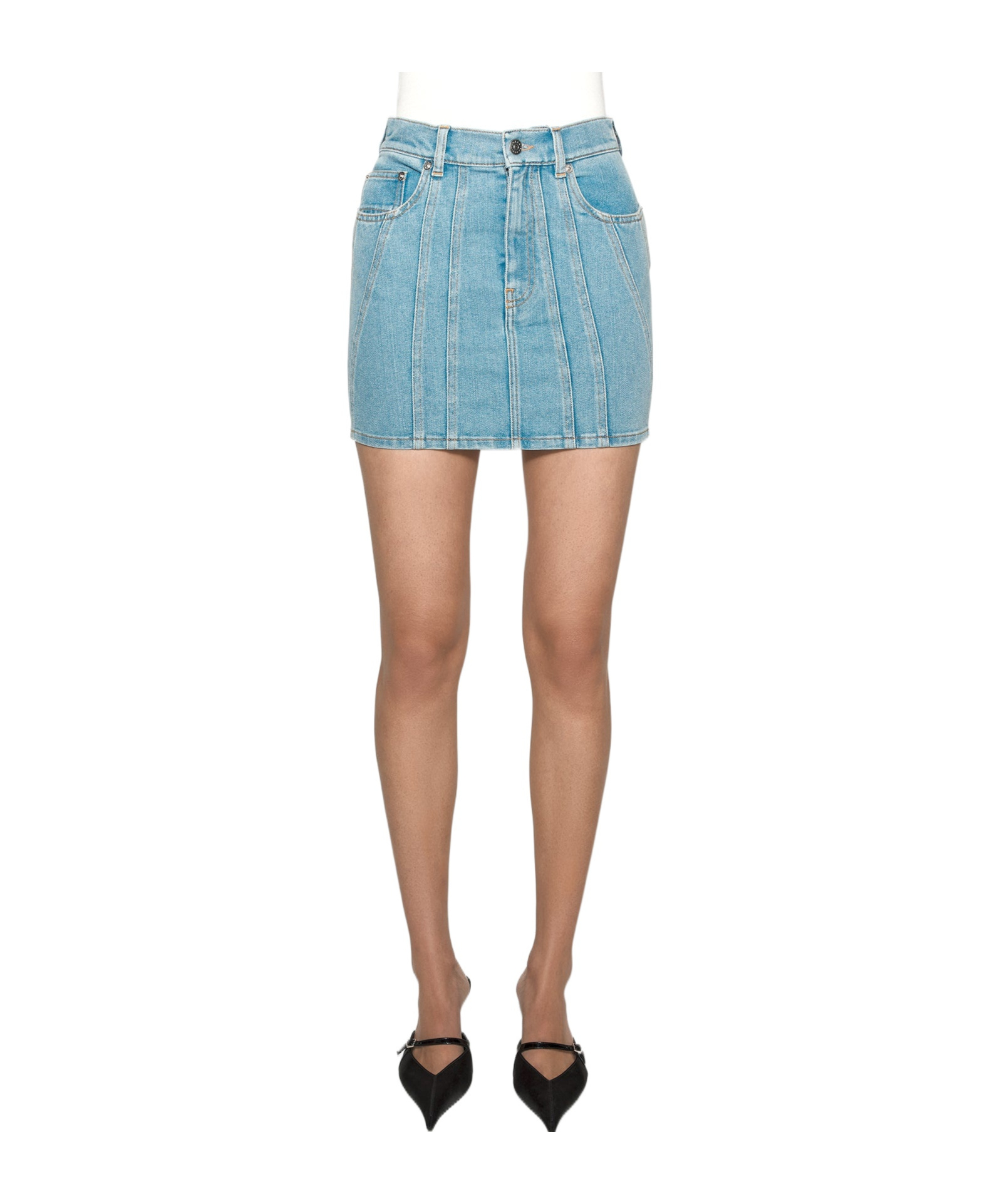 Mugler Spiral-detail Mini Skirt In Blue