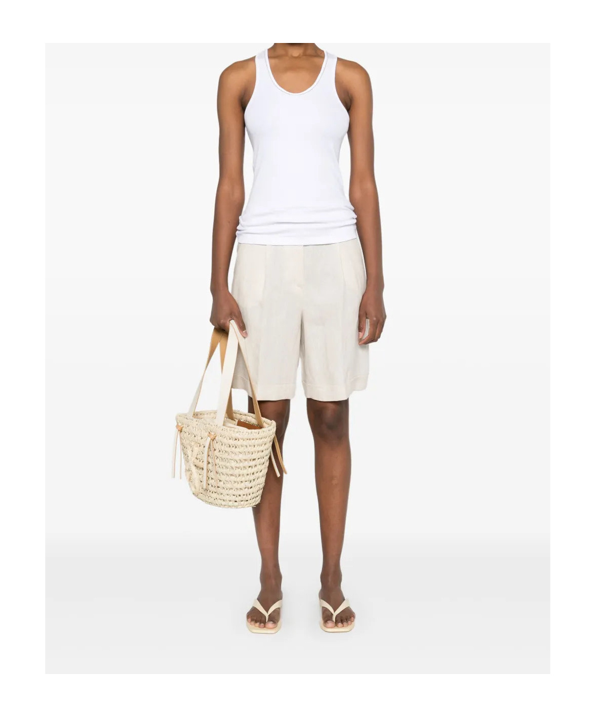 Peserico Leinen-shorts Mit Falten In White